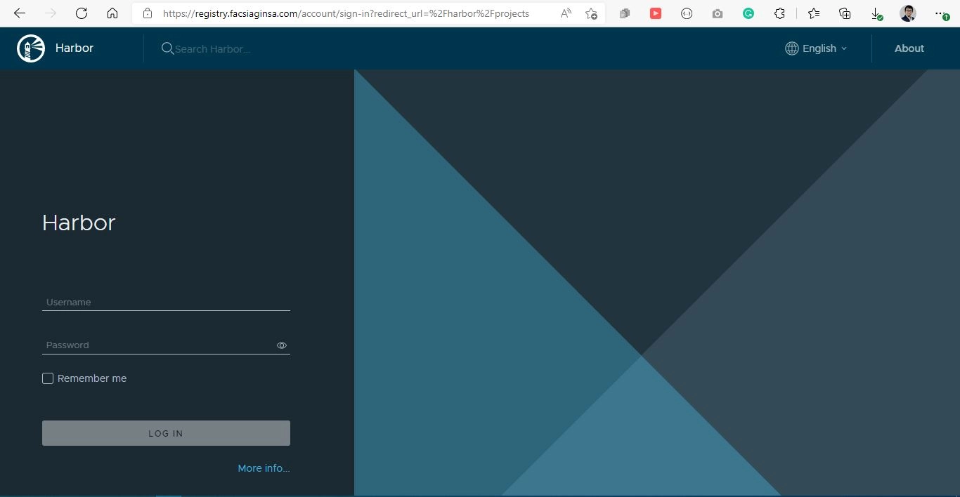Harbor login page